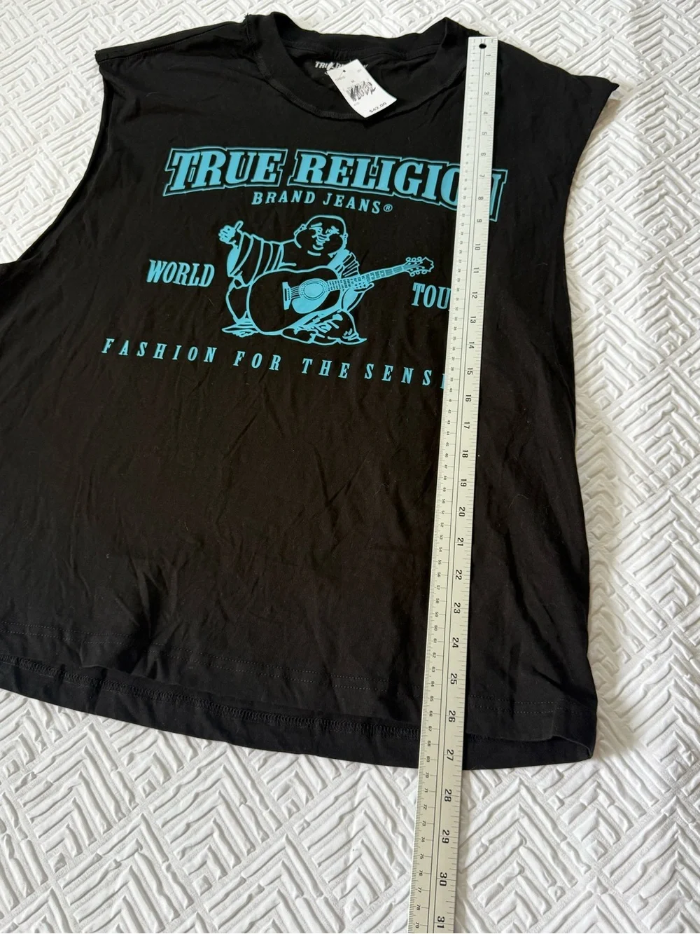True Religion Black Sleeveless Graphic Tshirt.. Size Medium